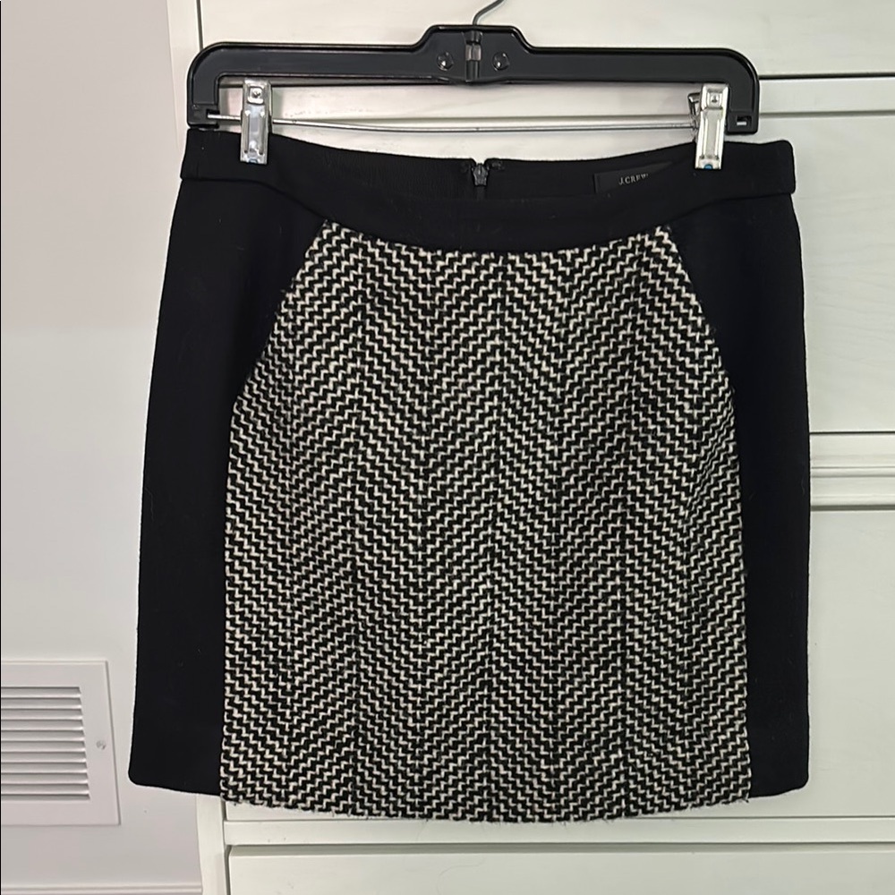 J. Crew 100% Wool Black and White Mini Skirt for Work
